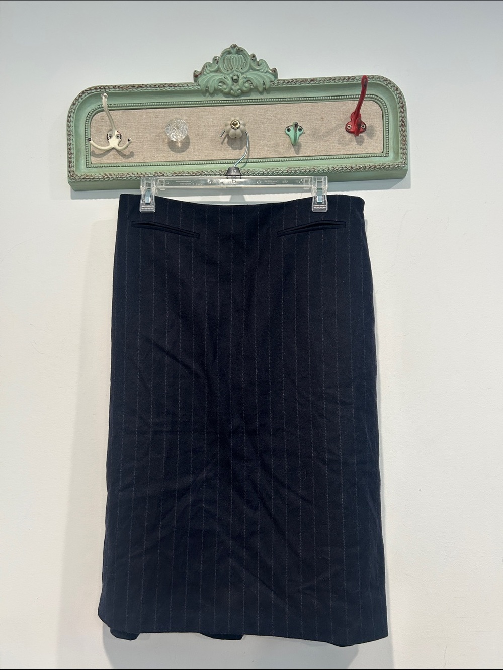 Brooks Brothers Navy Pinstripe Pencil Career Skirt wool women’s size 10